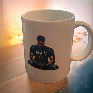 White Meditative Design Ceramic Mug